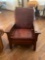 Vintage Morris style Wood frame arm chair with cushions