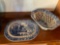 Antique blue and white glazed ceramic plate and dish. Dish handle is broken see pic