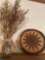 Mason jar with artificial plant & Vintage woven plate 16
