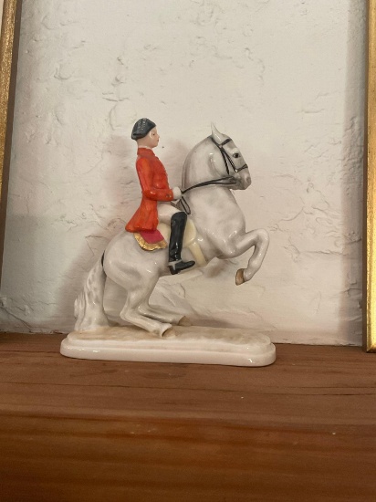 6"T Vintage Geobel Spanish horse and rider porcelain figurine.