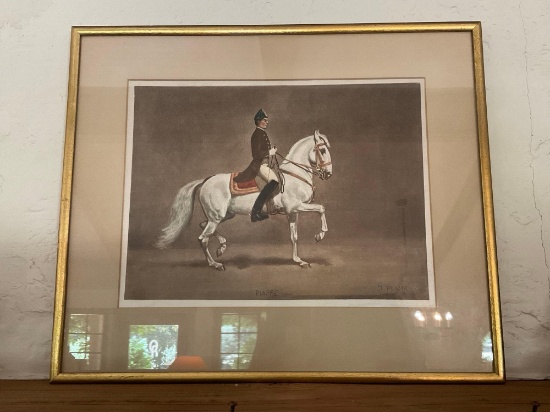 J Plank 1958 Piaffe framed art. 14" T x 16.5" W