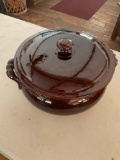 Terracotta Glazed soup bowl with lid. 8