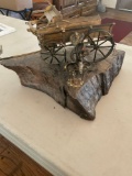 Sculpture. Wagon with Cowboy and Fire. Placard reads C Allen. 8.5
