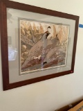 Quail framed art work signed J Bellinger 1984 1/2. 25