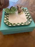 Vintage Cali hand painted 10.5 pottery serving plate & empty Tiffany & Co box 5