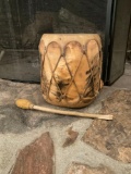 Vintage hand made Native, wood and rawhide tribal drum 11
