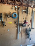 Large lot. Hand saw, bolts, tensioner, Mantis tile/ edger, etc