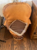 Vintage, leather Equipale barrel back chair. 37