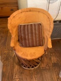 Vintage, leather Equipale barrel back chair. 37