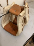 Pair of Rawhide laced horse saddle stirrups