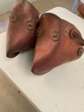 Pair leather McClintock horse saddle stirrups