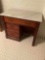 Vintage wood frame, three drawer, marble top desk.28