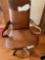 Leather office chair , wood base and arm rests, rawhide accents