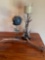 Lot. teal candle holder with candle, plastic antler & plastic antler candle holder and candle. 3