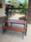 Iron/ wood Western Wagon wheel picnic table with two benches