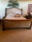 Wood & leather King size frame and head board. Approximately 111