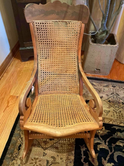 Circa. Antique rocking chair, some damage see pics