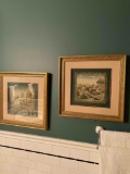 Vintage framed hand wall tapestry. 2 pieces. 19