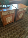 Vintage wood bed side table. 23