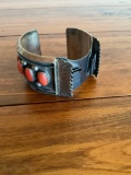 Coral color stones watch cuff