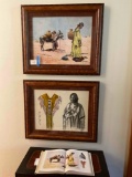 Signed. T.E Mails framed art, 2 pieces & The People Called Apache book. 26