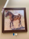 Signed. Horse framed wall art. 20