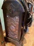 Wood saddle stand with copper front panel/ deco . 42