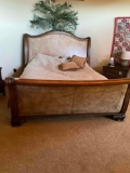 Wood & leather King size frame and head board. Approximately 111