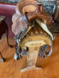 15.5 Martin Saddlery woman's saddle & wood stand