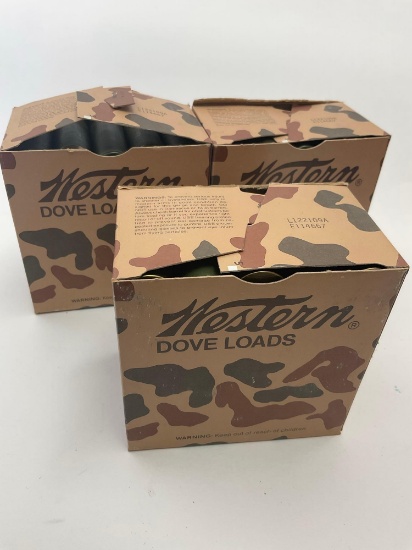 AMMO, Western Dove Loads. 12 GA, 25 plastic shotgun shells per box. 3 boxes