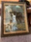 Framed wall art. Girl with dog and horse. 23.5