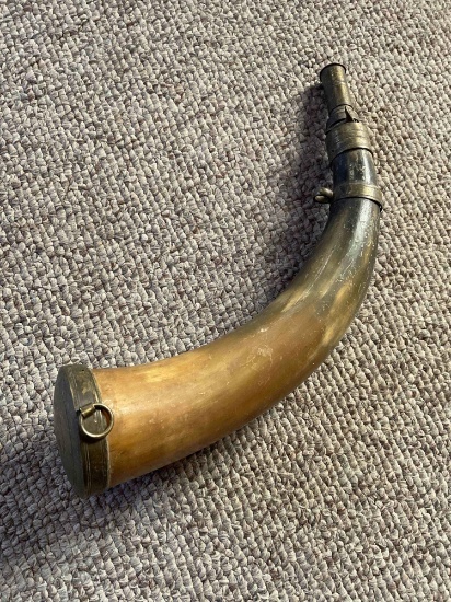 Vintage 12" powder horn with brass end cap