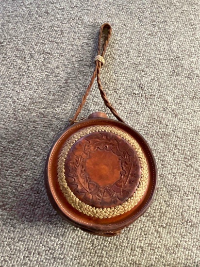 Vintage 9" Garry McClintock Hand Tooled Leather Canteen