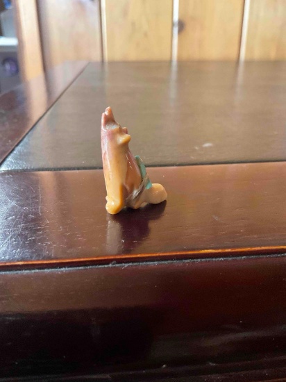 Zuni Fetish Coyote with turquoise eyes. 1" T