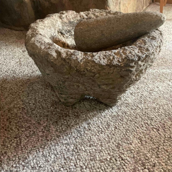 7" x 12" stone mortar & 7.5" stone pestle