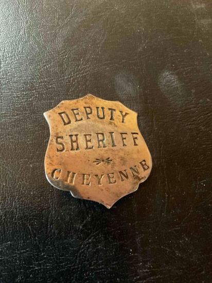 Deputy Sheriff Cheyenne silver replica badge 2" x 2.5"