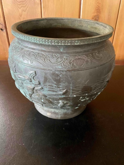 Chinese metal / brass vase 9.5" x 11"