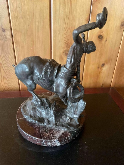 Charles M Russell Bronze sculpture signed CM Russell. 16" x 10"