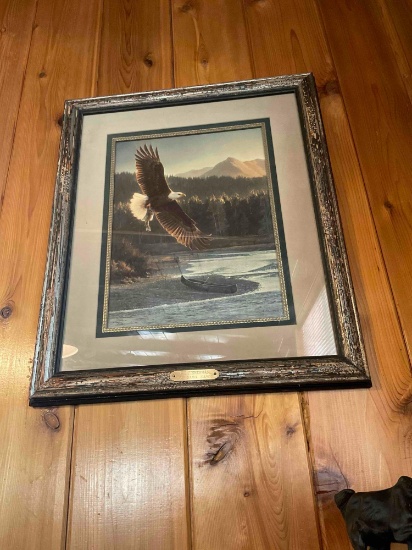 Framed wall art. "The Fisherman" signed Nancy Glacier limited edition 233/600 print w/certificate