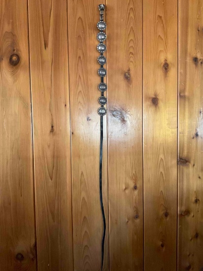 Leather belt, 53" long with 8 horse design conchos ( 1.5" each concho) and buckle