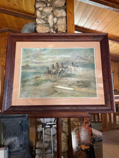 Framed wall art. Russell & Seltzer print. 27.5 W x 15.5 H