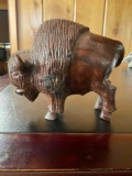 Wood hand carved Buffalo figurine. 6