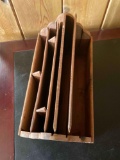 Vintage hand carved wood letter mail holder. 7