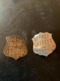 Indian Police & Deputy Sheriff Cheyenne silver replica badges. 1 3/4