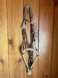 Braided horsehair headstall with braided rawhide bosal