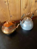 Vintage copper and tin tea pots. 2 pieces