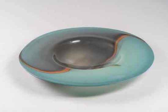 Collectible. Elliptical series, glass, Ira Sapir. 2-3/8" high x 25-1/2" diameter