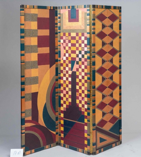Three panel screen. Signed Carol Martin 1992. Each panel is 73" x 20 1/2"