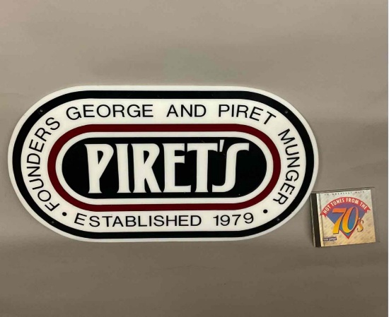 Historic " Founders George and Piret Munger" sign. 14.5" T x 26" W