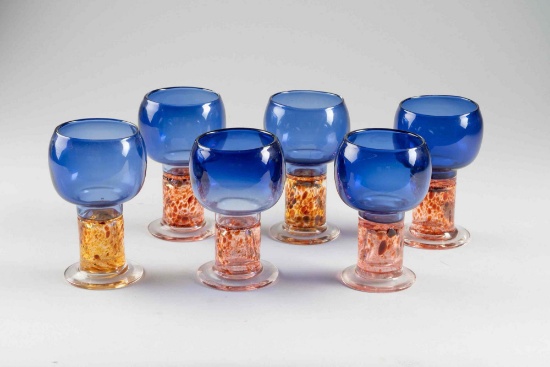 6" goblets, signed Kay Franck. 6 pieces
